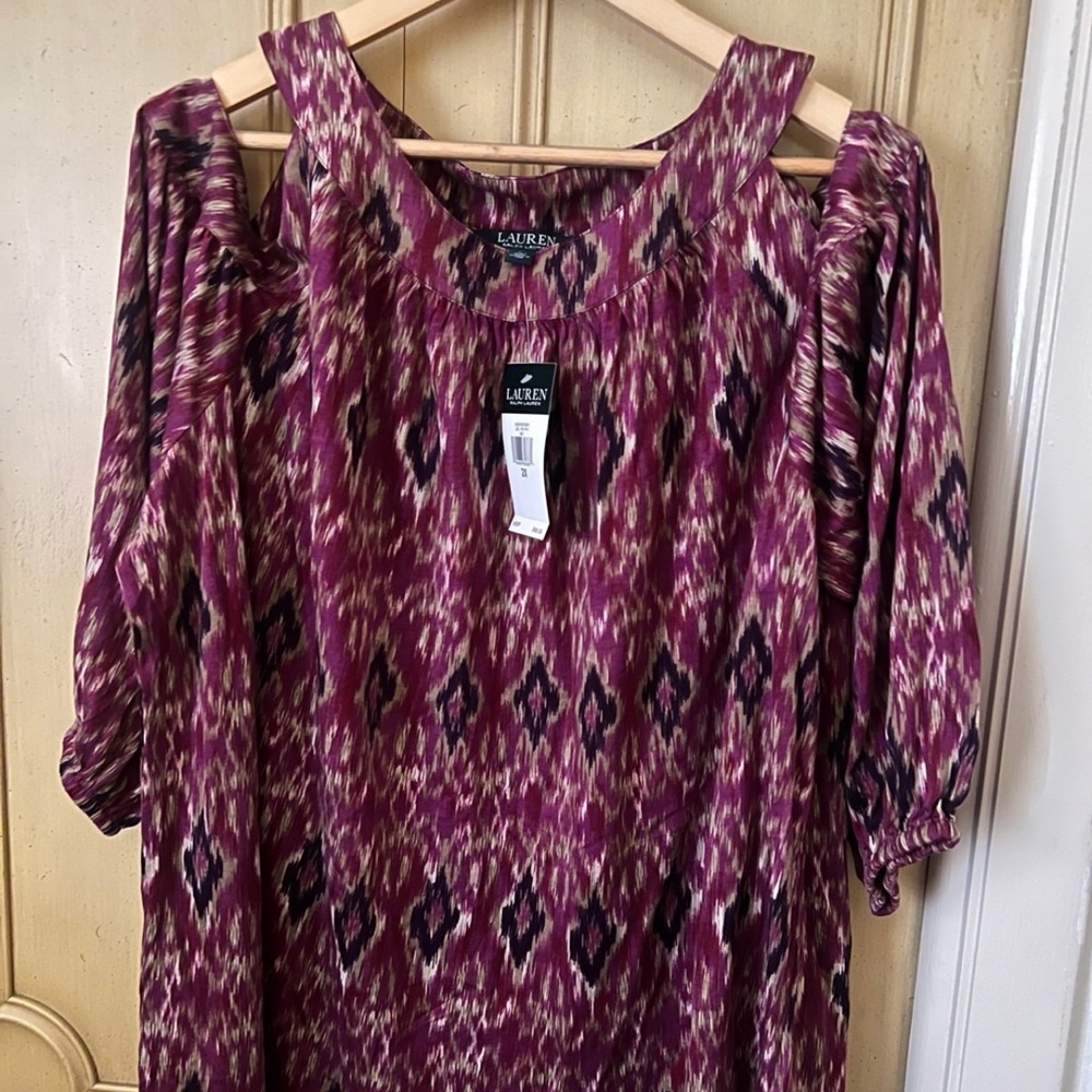 Ralph Lauren Magenta and Black Patterned Blouse